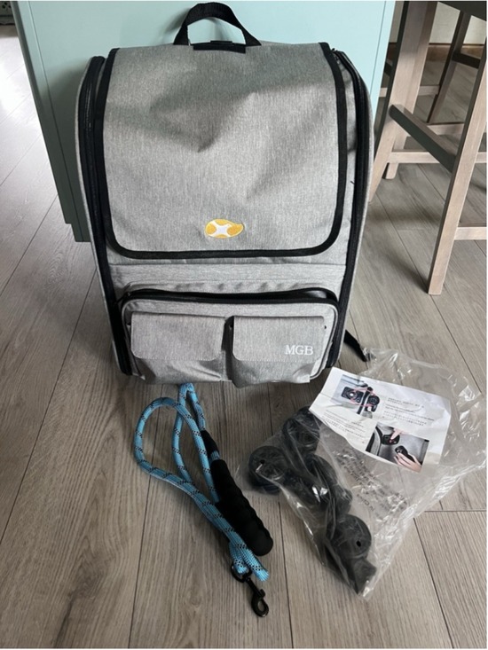 MGB Other - Rolling Pet Carrier Backpack With Wheels Foldable Dog Cat Travel Bag Gray Large